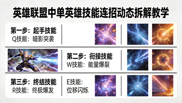 英雄联盟中单英雄技能连招动态拆解教学图