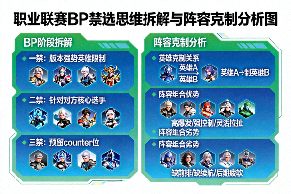 职业联赛BP禁选思维拆解与阵容克制分析图